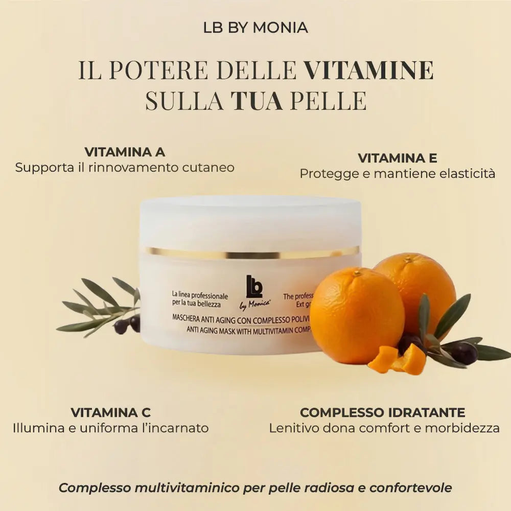 Maschera Viso Anti-Età con Complesso Polivitaminico 250 ml LB BY MONIA