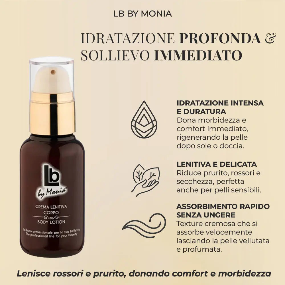 Lozione corpo lenitiva dopo sole per prurito e rossore 100ml LB BY MONIA